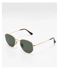 Ray-Ban Hexagonal Gold & Green Sunglasses