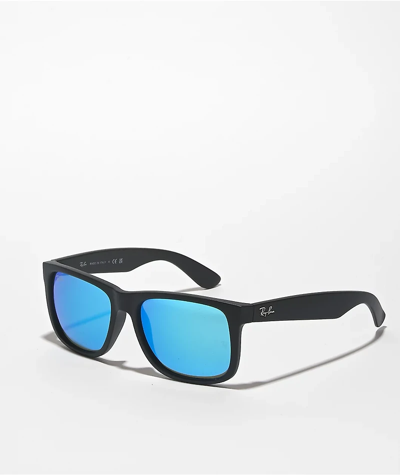 Ray-Ban Justin Black & Blue Mirror Sunglasses