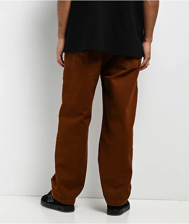 Real Tough Threads Double Knee Brown Loose Fit Pants