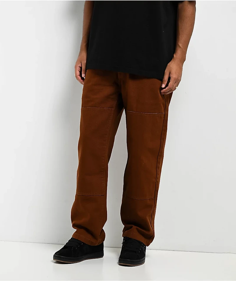 Real Tough Threads Double Knee Brown Loose Fit Pants