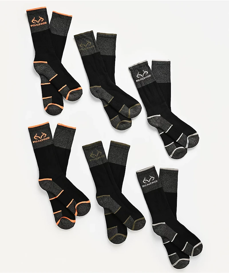 Realtree 6 Pack Grey Crew Socks