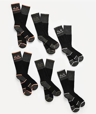 Realtree 6 Pack Grey Crew Socks