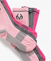 Realtree 6 Pack Pink & Grey Crew Socks