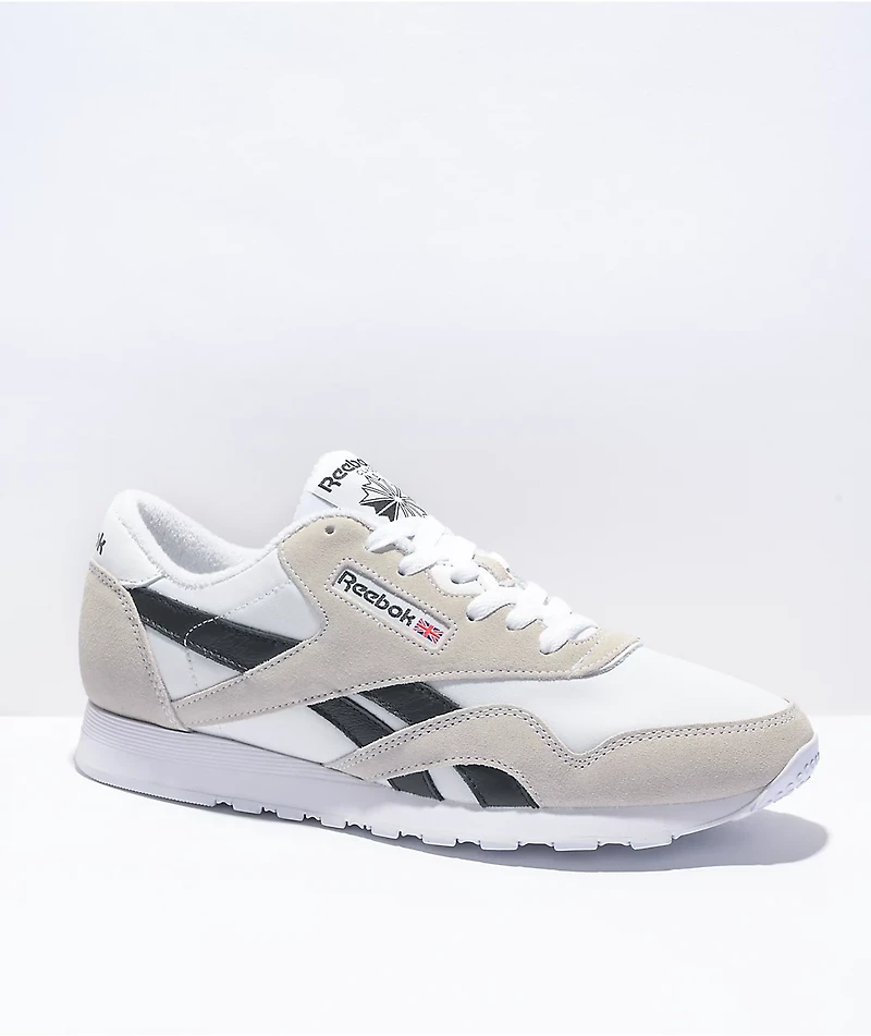 Reebok Classic Leather & Nylon White Grey Shoes