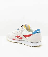 Reebok Classic Leather Nylon Chalk, Scarlet & Blue Shoes