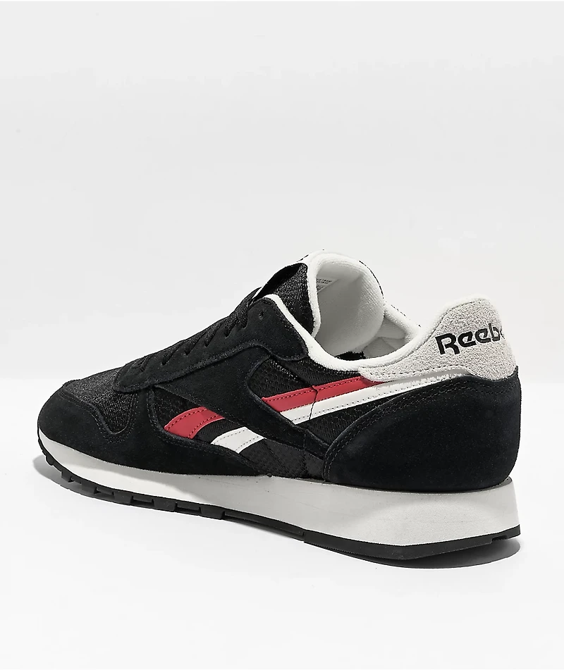 Reebok Classic Leather Varsity Black & Red Shoes