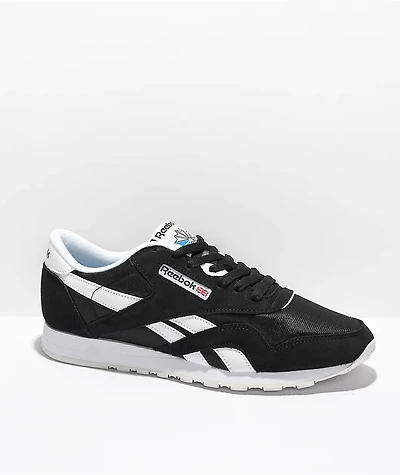Reebok Classic Nylon & Canvas Black White Shoes