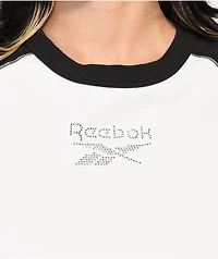 Reebok Classics Sparkle Black & White Raglan Crop T-Shirt