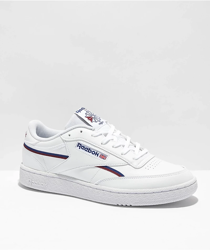 Reebok Club C 85 Vegan White, Blue & Burgundy Shoes