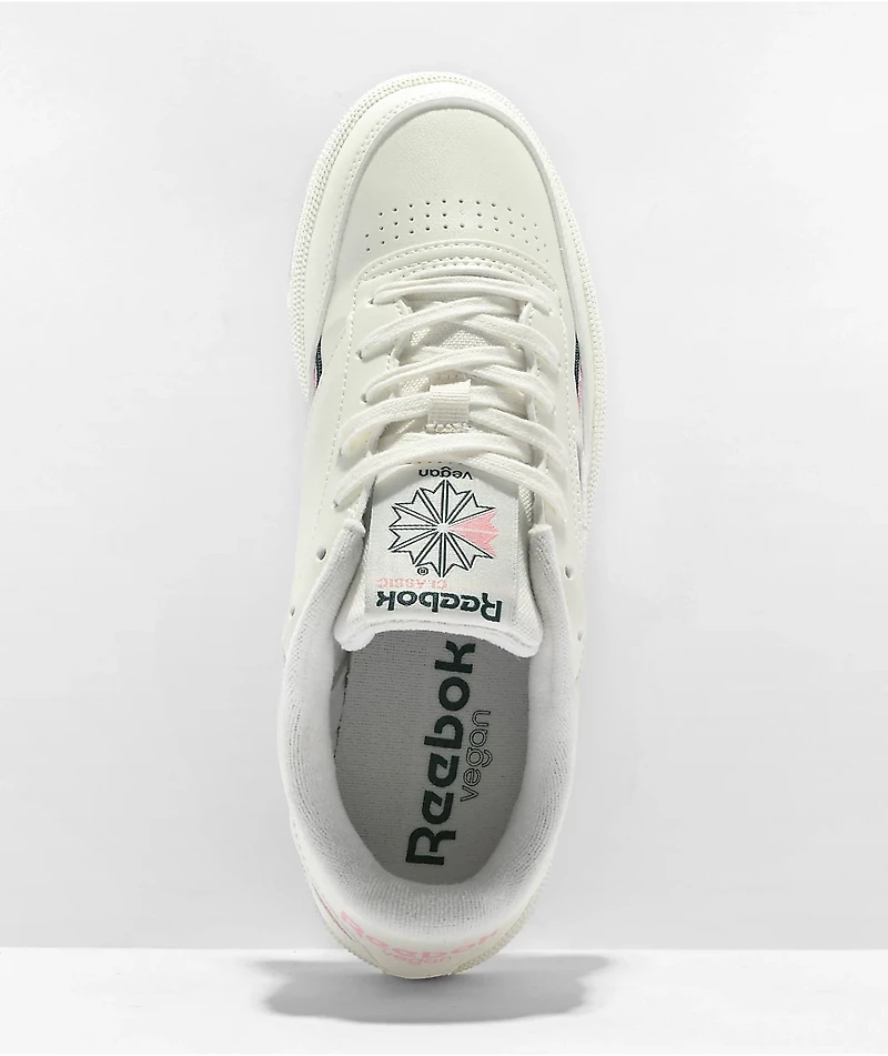 Reebok Club C 85 Vegan White, Pink, & Green Shoes