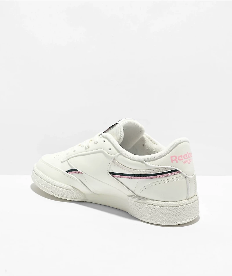 Reebok Club C 85 Vegan White, Pink, & Green Shoes