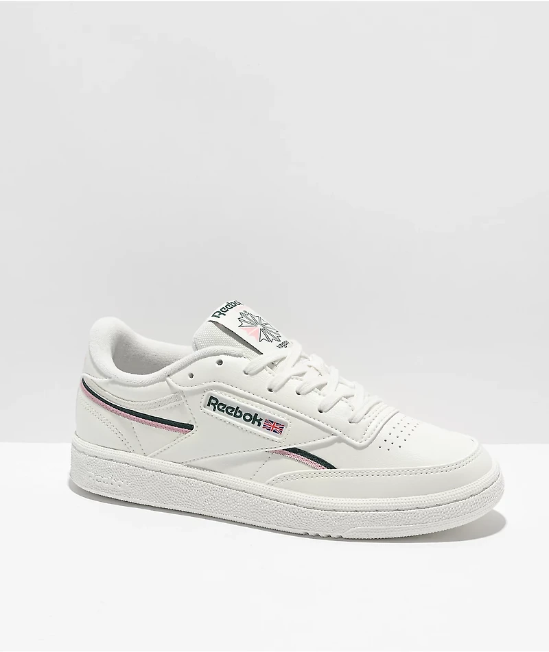 Reebok Club C 85 Vegan White, Pink, & Green Shoes