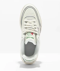 Reebok Club C Extra Chalk White & Green Platfrom Shoes
