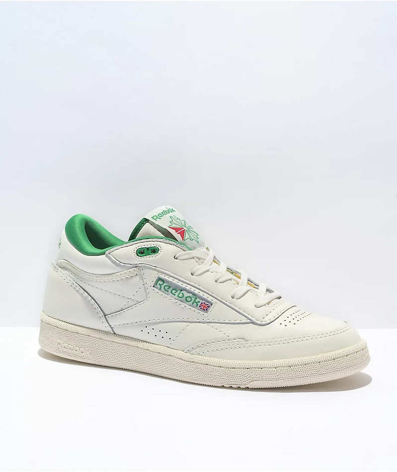 Reebok Club C Mid Chalk White & Green Shoes