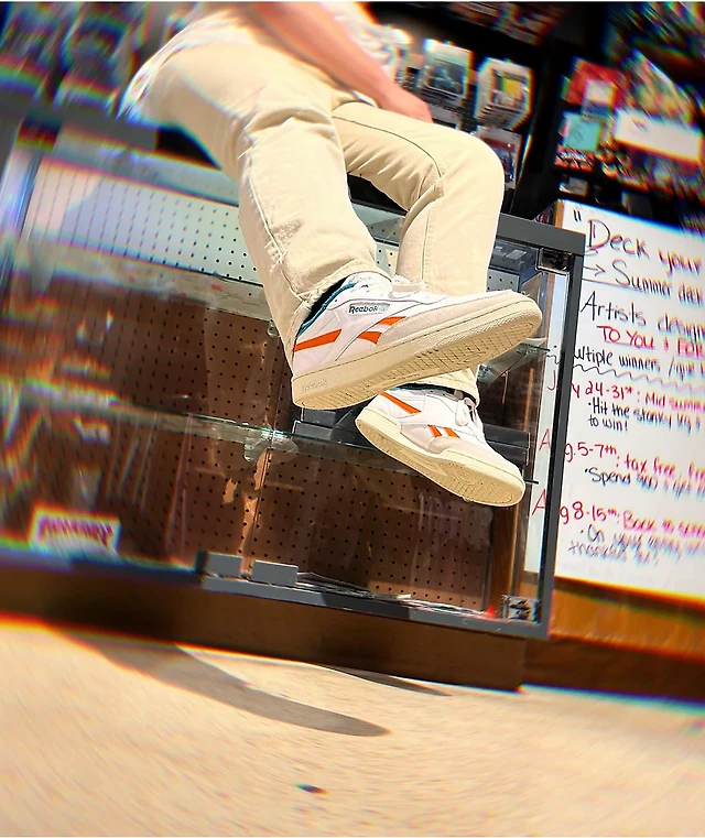 Reebok Club C Revenge White Orange Shoes at Hamilton Place in