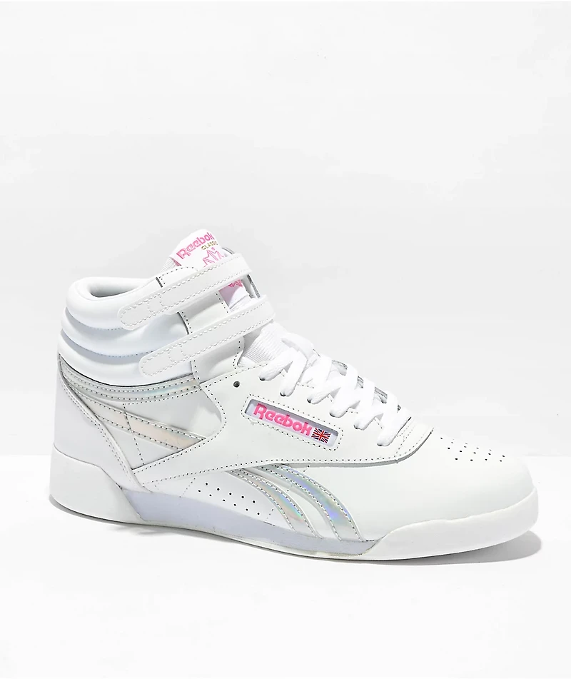 Reebok Freestyle HI Evergreen White & Pink Shoes