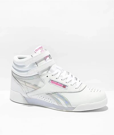 Reebok Freestyle HI Evergreen White & Pink Shoes