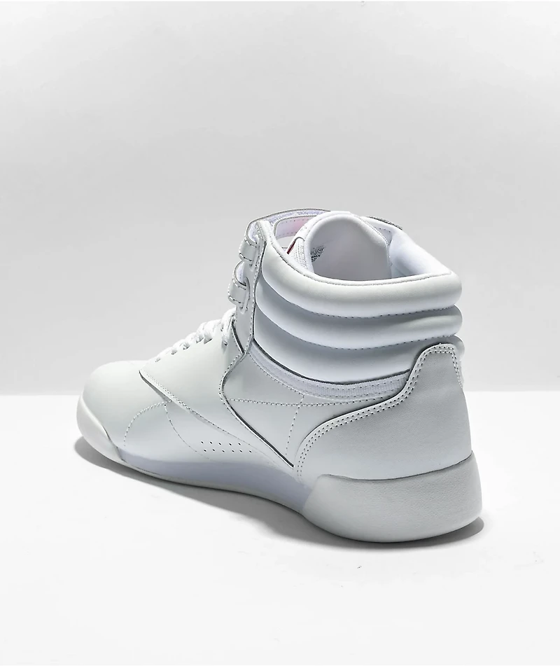 Reebok Freestyle Hi White & Silver Shoes