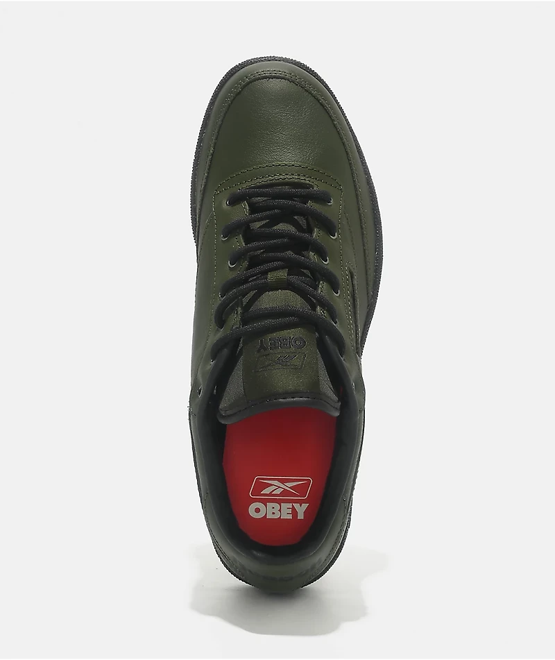 Reebok x Obey Club C 85 Green, Black & Red Shoes