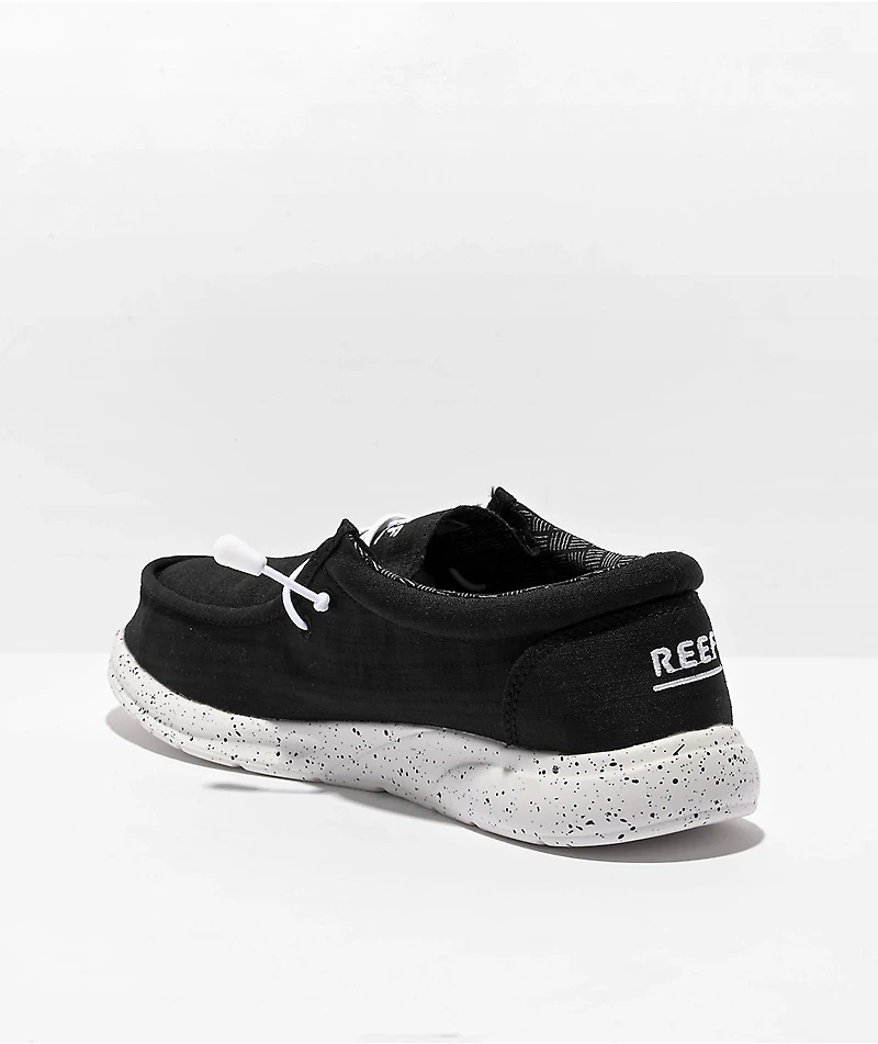 Reef Cushion Coast TX Black & White Canvas Slip-On Shoes