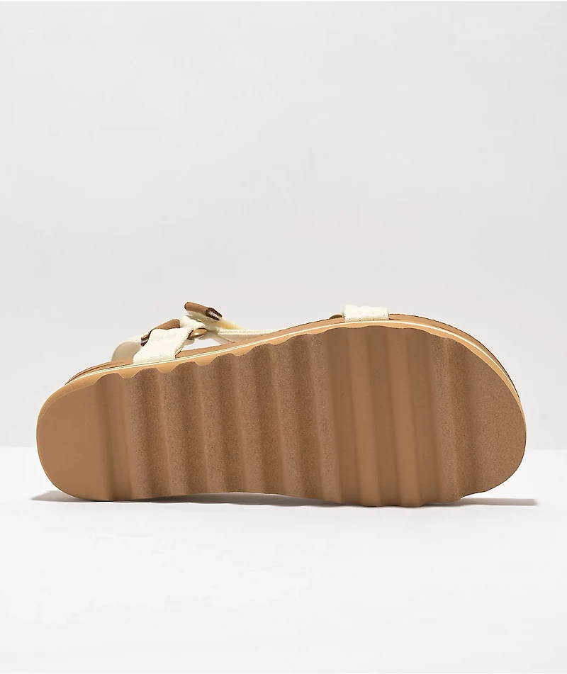 Reef Cushion Rem Hi Whisper White & Tan Strap Sandals