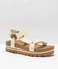 Reef Cushion Rem Hi Whisper White & Tan Strap Sandals