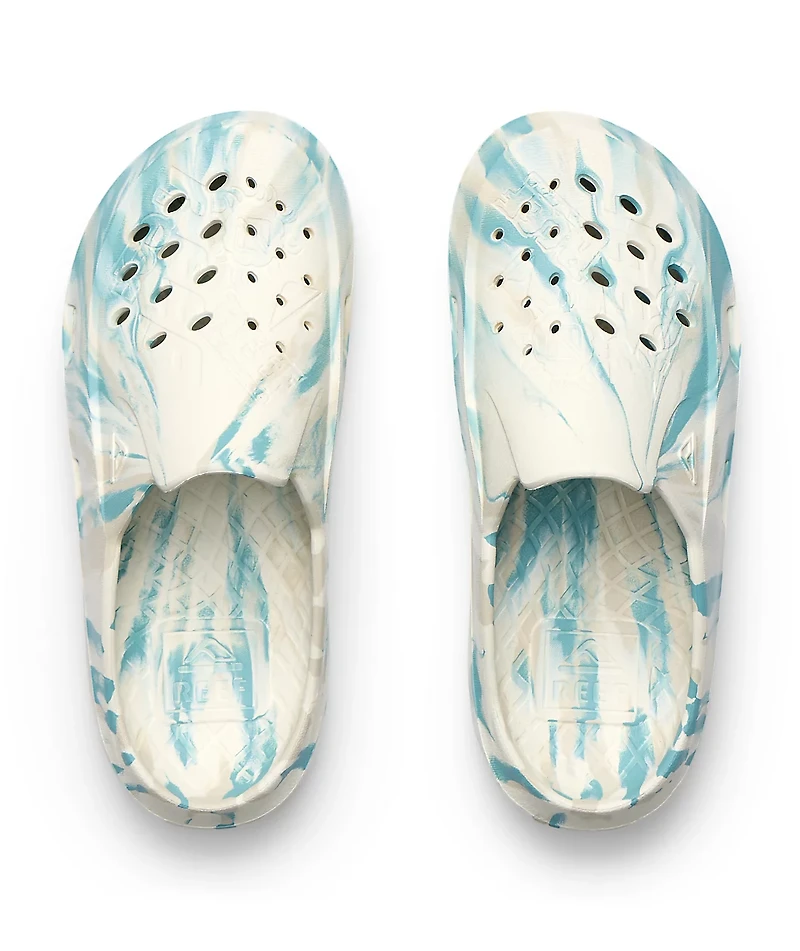 Reef Glider Off White & Blue Slide Sandals