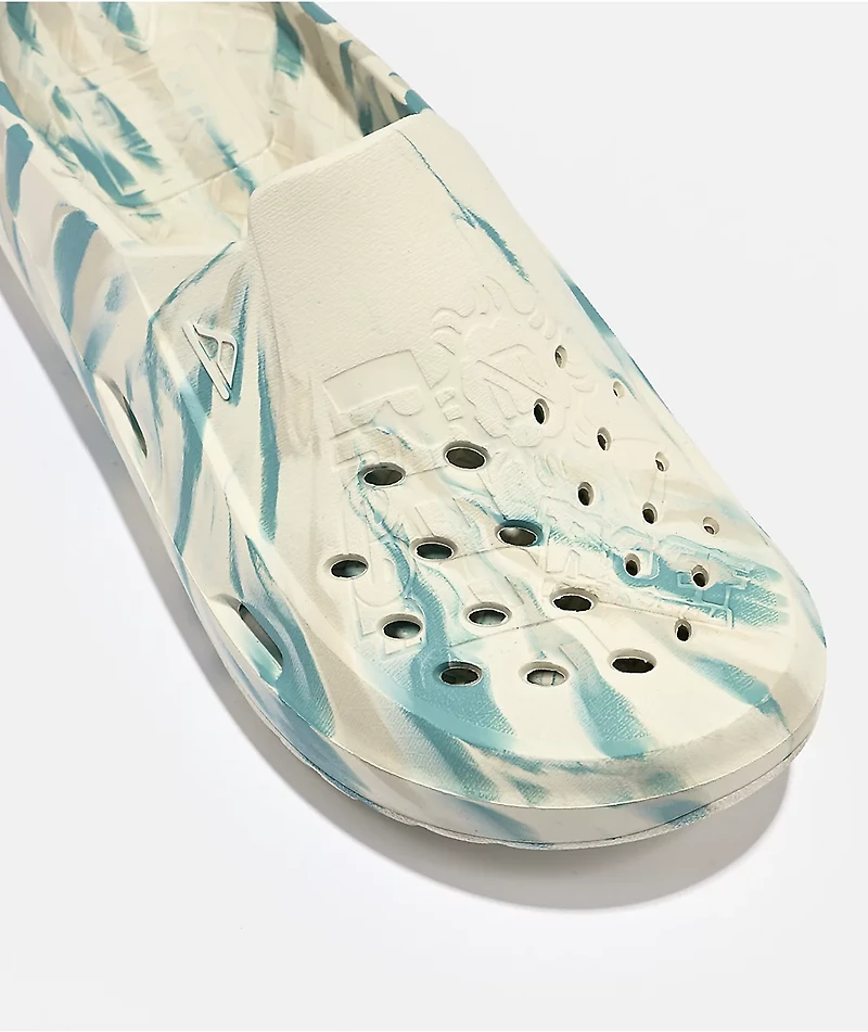 Reef Glider Off White & Blue Slide Sandals
