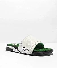 Reef Mulligan White & Green Slide Sandals