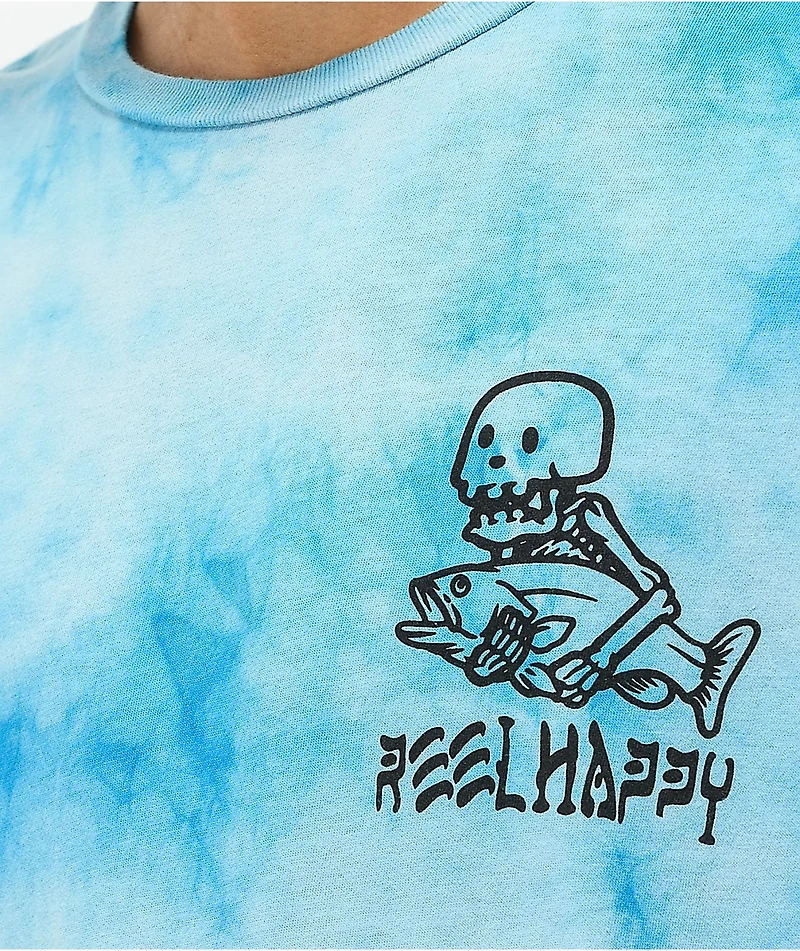 Reel Happy Co. Slap Trap Blue Tie Dye T-Shirt