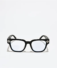 Rhinestone Cross Black Glasses