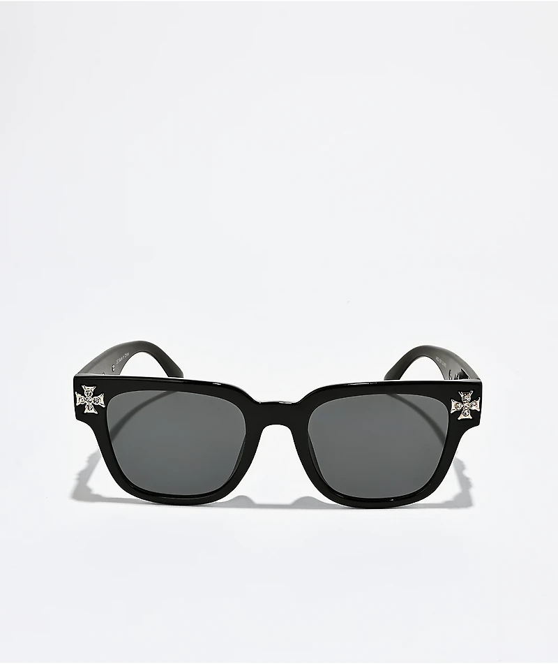 Rhinestone Cross Black Sunglasses