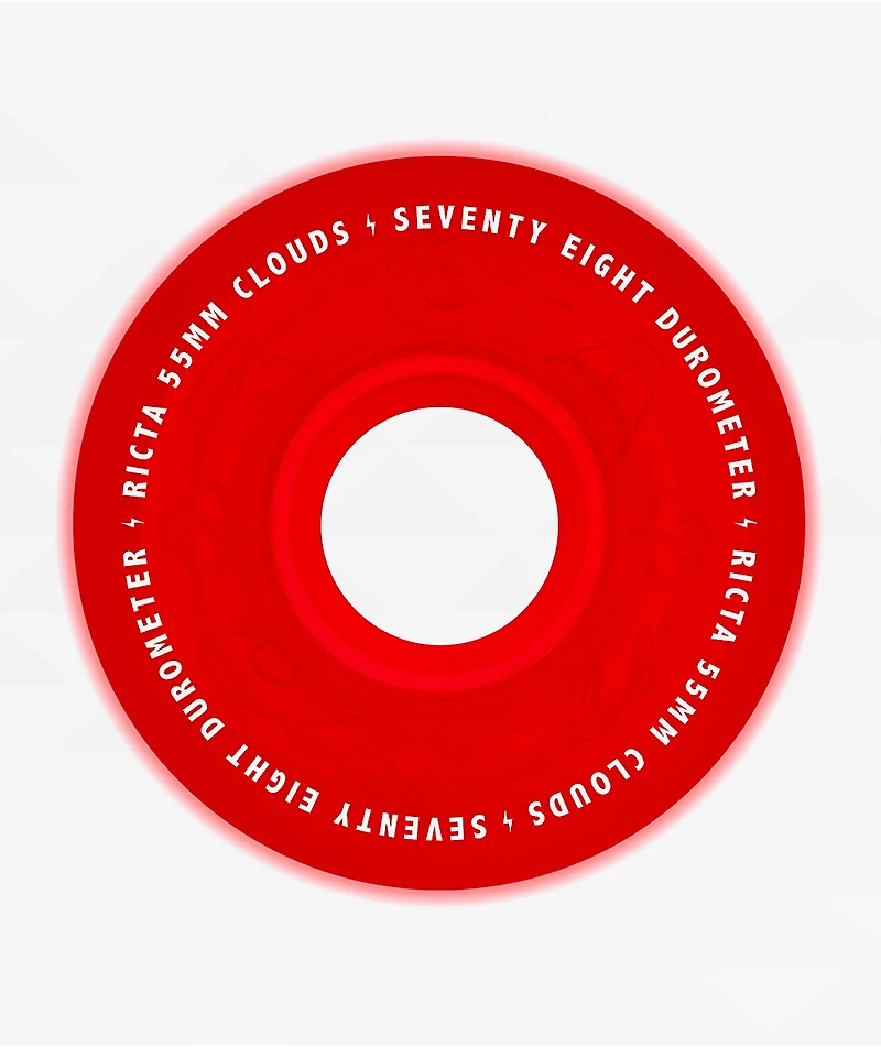 Ricta Clouds 55mm 78a Glow In The Dark Red Cruiser Skateboard Wheels