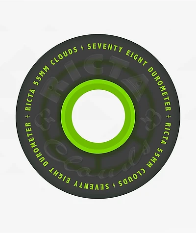 Ricta Clouds 55mm 78a Transparent Black & Green Cruiser Skateboard Wheels