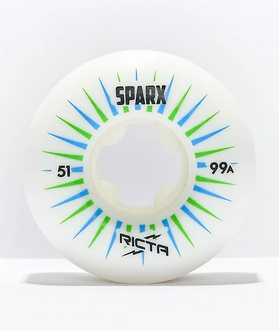 Ricta Sparx 51mm 99a White Skateboard Wheels