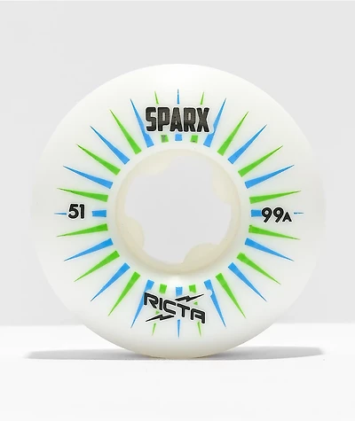 Ricta Sparx 51mm 99a White Skateboard Wheels