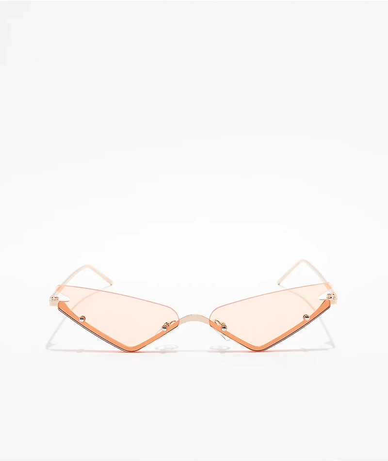 Rimless Micro Cat Eye Orange Sunglasses