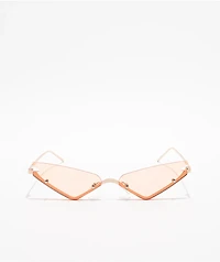 Rimless Micro Cat Eye Orange Sunglasses