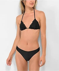 Rio De Sol Frufru Shimmer Black Bikini Bottom