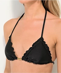 Rio De Sol Frufru Shimmer Black Triangle Bikini Top