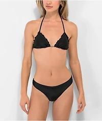 Rio De Sol Frufru Shimmer Black Triangle Bikini Top