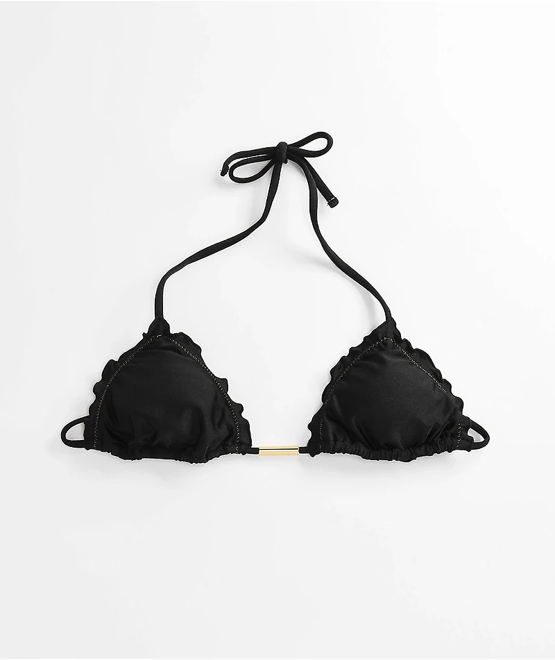 Rio De Sol Frufru Shimmer Black Triangle Bikini Top