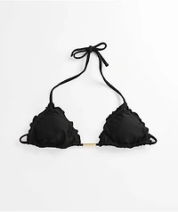 Rio De Sol Frufru Shimmer Black Triangle Bikini Top