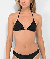 Rio De Sol Frufru Shimmer Black Triangle Bikini Top