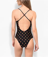Rio De Sol Julia Strawberry Cashew Black One Piece Swimsuit