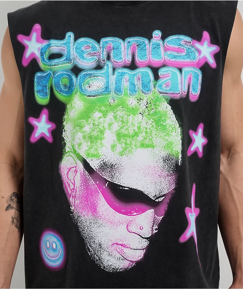 Rodman Apparel Glitter Is Gold Black Muscle Tank Top
