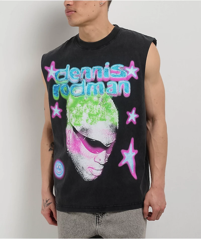 Rodman Apparel Glitter Is Gold Black Muscle Tank Top