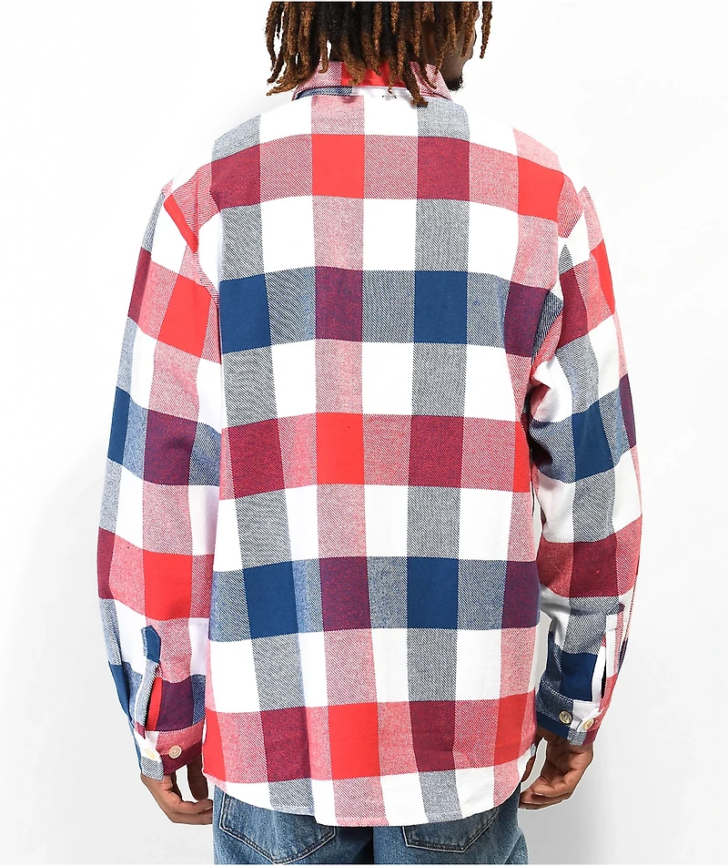 Rothco Heavy Red, White & Blue Plaid Flannel Shirt