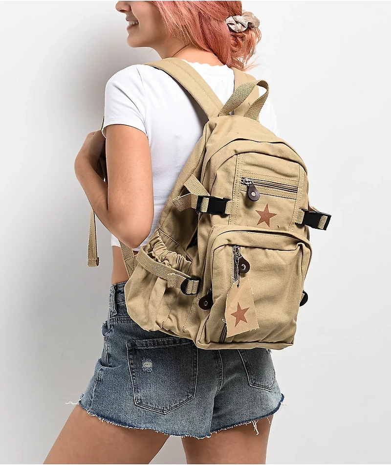 Rothco Vintage Canvas Compact Khaki Backpack