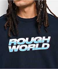 Rough World Burn Out Navy T-Shirt